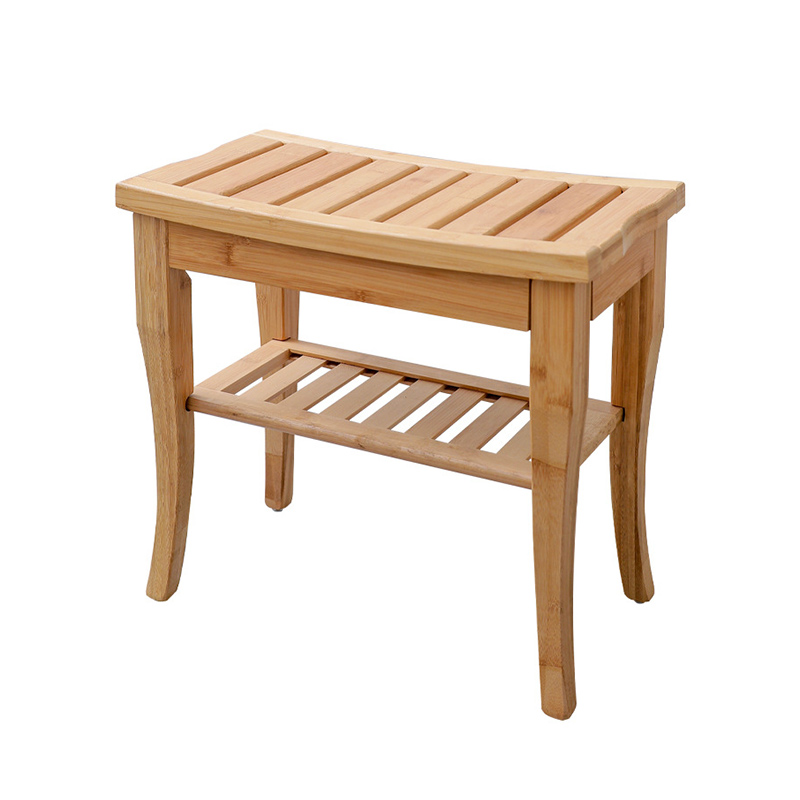 Asiento de baño de 2 niveles de madera con estante de almacenamiento