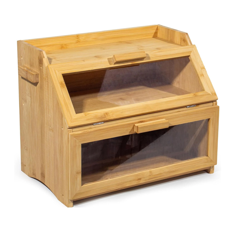 Caja de pan de bambú con tapa para la cocina