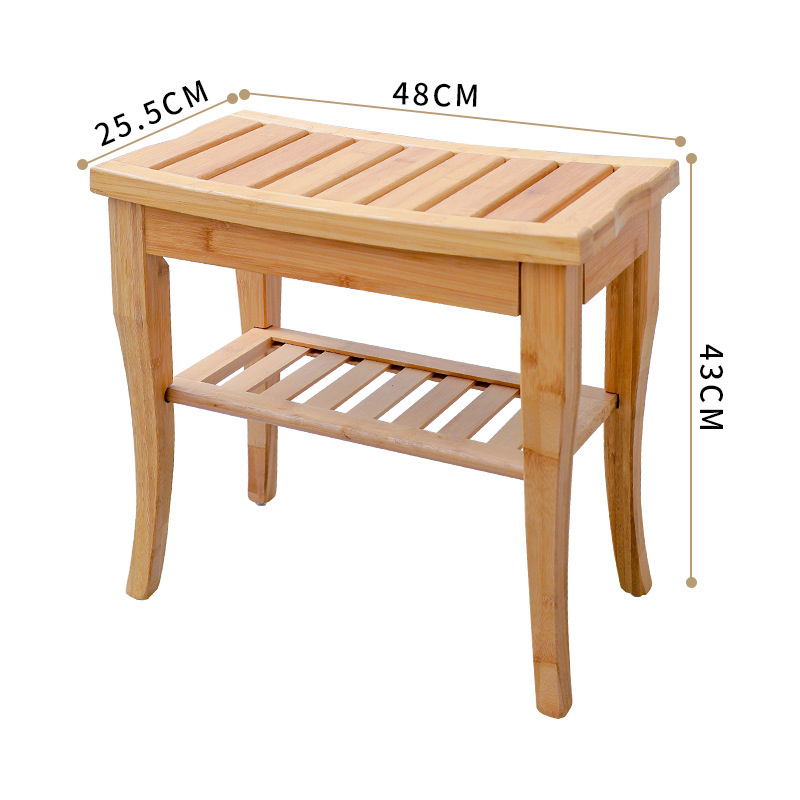 Asiento de baño de 2 niveles de madera con estante de almacenamiento