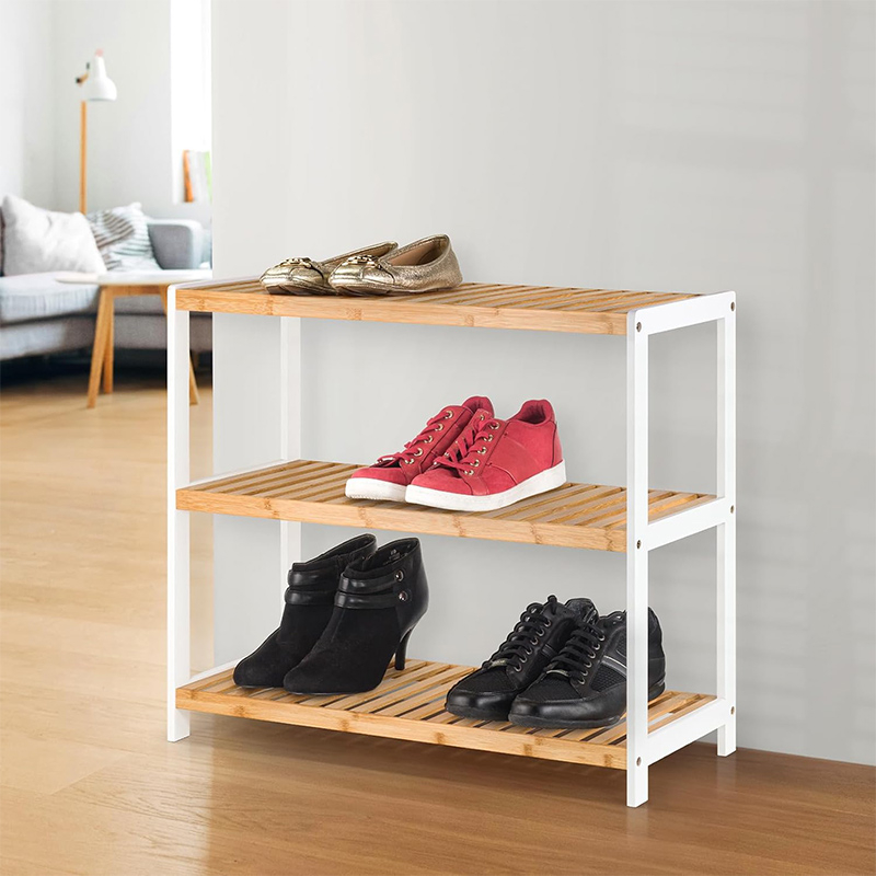 Catadrutas de zapatos ajustables de 3 niveles de bambú portátiles para uso en el hogar