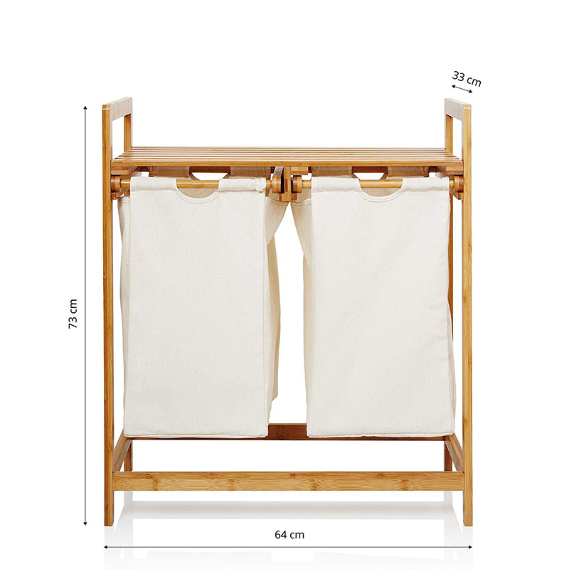 Cesta de lavandería de bambú impermeable con bolsas extraíbles para lavar