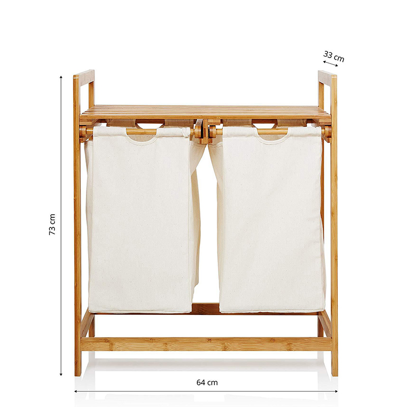 Cesta de lavandería de bambú impermeable con bolsas extraíbles para lavar