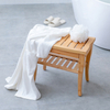 Asiento de baño de 2 niveles de madera con estante de almacenamiento