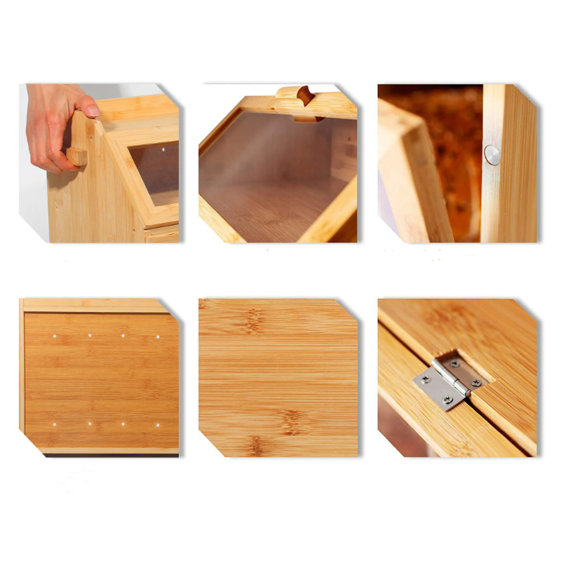 Caja de pan de bambú con tapa para la cocina